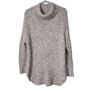 Free People Dylan Tweedy Gray Chunky Cowl Neck Oversize Tunic Sweater Size S